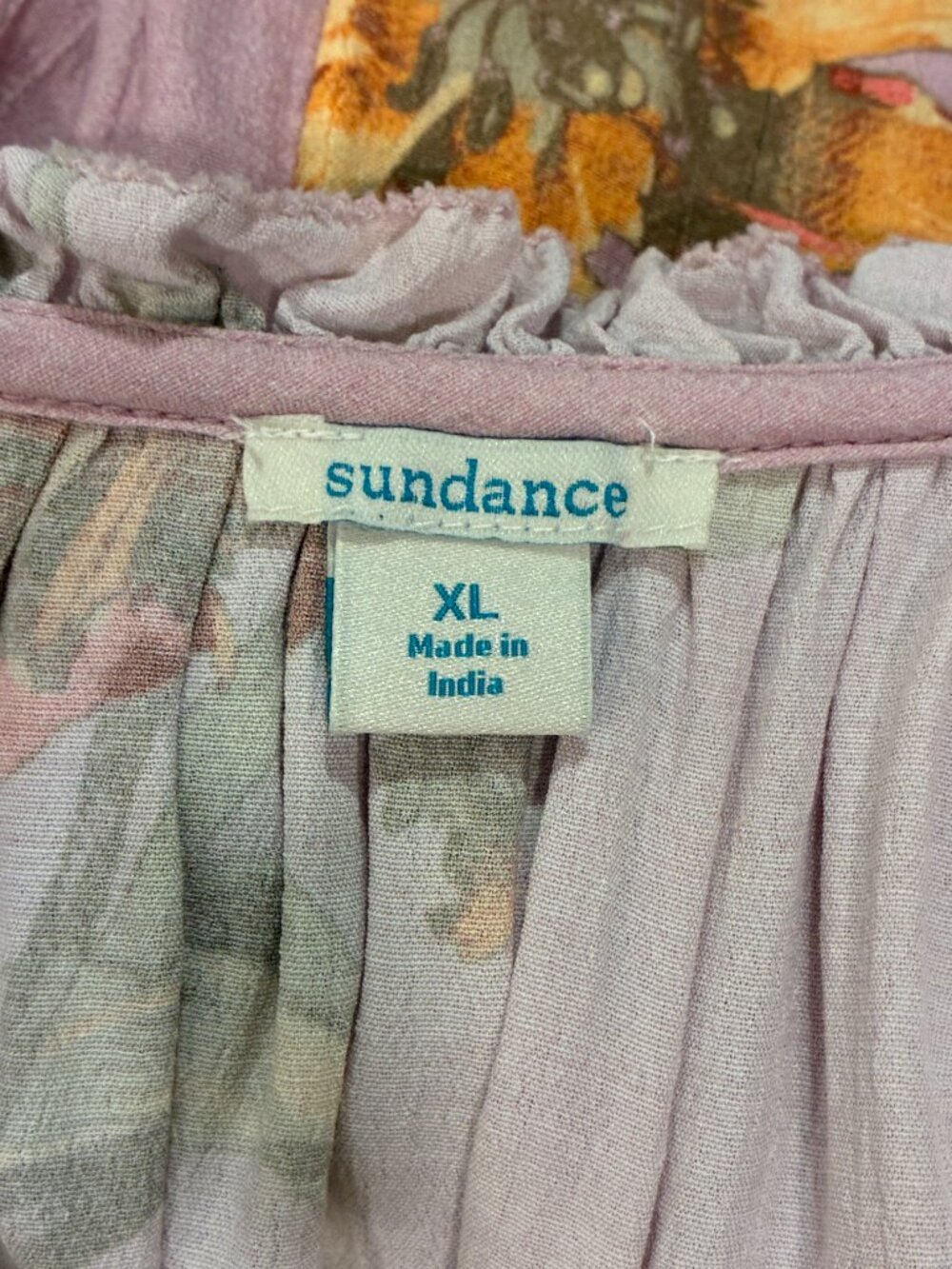 SUNDANCE Tierra Lavender/Yellow Floral Flutter Sleeve Tiered Maxi Dress Women XL - Picture 3 of 13